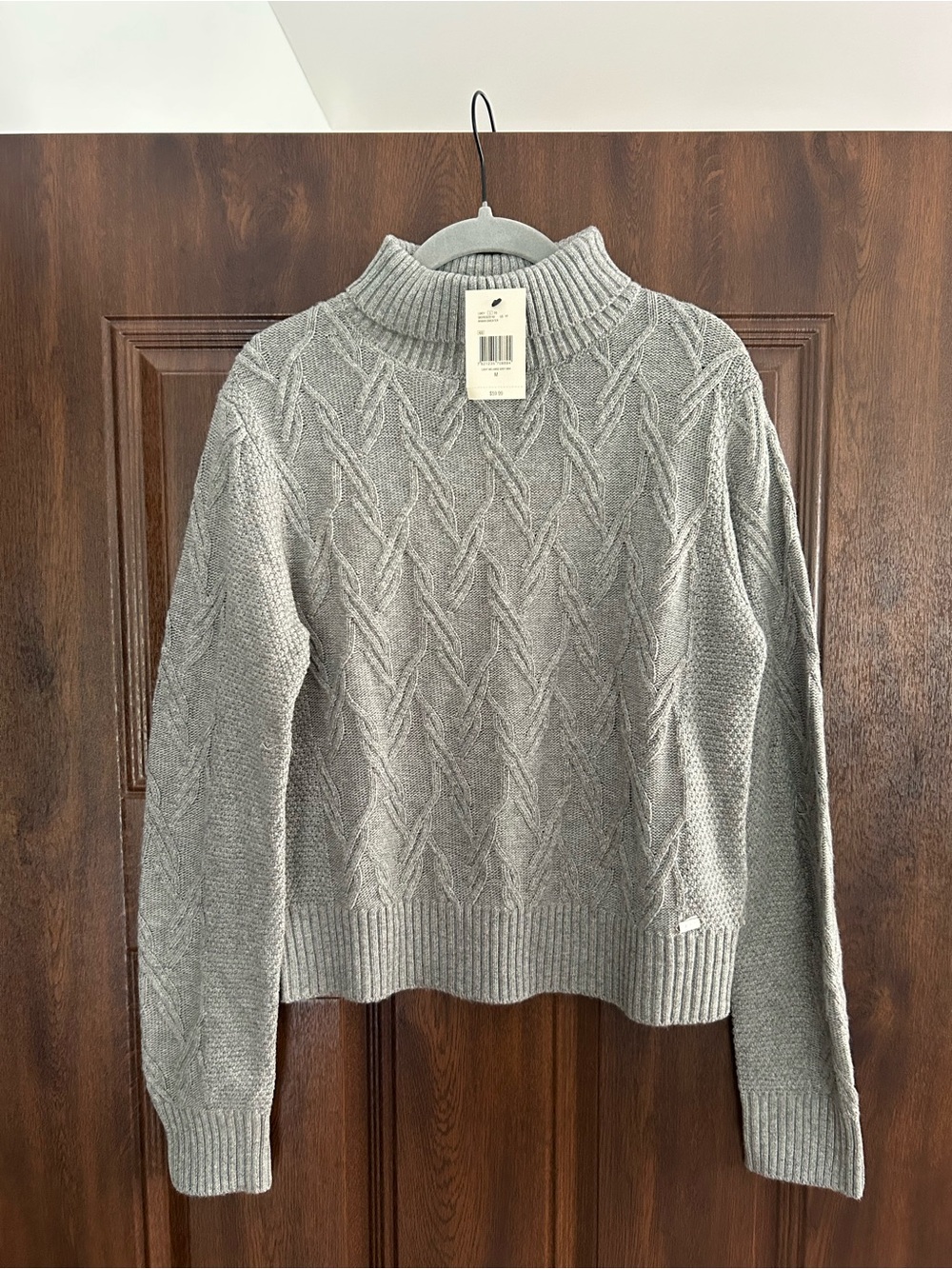 Guess Gray Cable Mock Neck Sweater